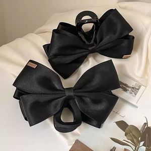 Elegant Black <b>Bow</b> Fabric Handmade Hair Clip Womens <b>Large</b>-size Headpiece Back-of-head Shark Clip Updo Hair Claw Barrette Gift - Product Image 2