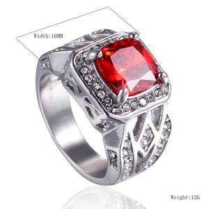 Wholesale Stainless Steel Natural Gemstone <b>Ring</b> for Men Ruby and Cubic Zirconia Accents Silver Finish Bold <b>Statement</b> Design - Product Image 4