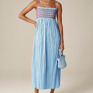 Vestido de Lino Elegante Personalizable para Mujer, con Tirantes Finos, Sin Mangas, Espalda Descubierta, Estilo Veraniego - Product Image 1