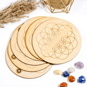 Premium Quality Eco-Friendly Lightweight Handcrafted Engraved Wooden <b>Tree</b> Life 7 <b>Chakra</b> 6" Crystal Grid Boards Meditation - Product Image 1