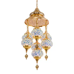 Turkish Style Bohemian Style Handmade Mosaic Electroplating French Gold Or Green Bronze Chandelier