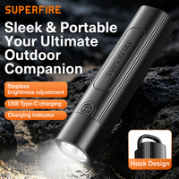 SUPERFIRE 2026 Nouveautés Lampe Torche LED Rechargeable USB-C 18650 Portée du Faisceau 80M 115 Lumens SOS EDC Camping