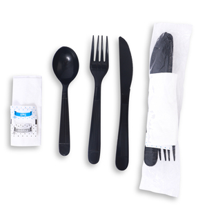 4.5g wrapped plastic cutlery set, disposable flatware plastic fork knife and napkin