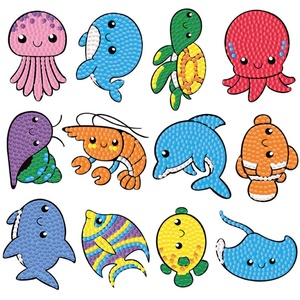 Kits de peinture diamant DIY sur le thème du transport, autocollants créatifs pour l'apprentissage ciblé, animaux de dessin animé et nature, pour les 4-12 ans, jouets à coller - Product Image 3