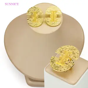 SUNNICE Fashion Charm Harness Accessories Jewelry 18k Gold Plated Geometric Shaped Gift Banquet Earrings Rings Sets