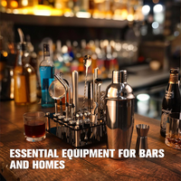 Ensemble de shaker à cocktails, kit de barman avec support rotatif en acrylique, outils de mixologie, ensemble de bar professionnel pour le mélange de boissons, bar à domicile