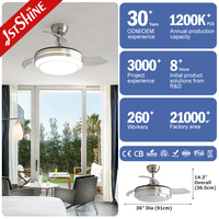 1stshine Nuevo Ventilador de Techo con Luz Ajustable, Estilo Contemporáneo, Control Inteligente, Ultra Silencioso, Compatible con Alexa y Google