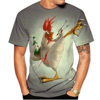 Fitspi Unisex Animal Rooster 3D-Druck Lustiges T-Shirt Lässiges, kurz ärmel iges, übergroßes, atmungsaktives Herren hemd für Herren 6xl T-Shirt