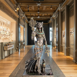 Sculpture d'art Métal <span class=keywords><strong>Bronze</strong></span> la déesse égyptienne Bastt et le chat Statue Sculpture - Product Image 1
