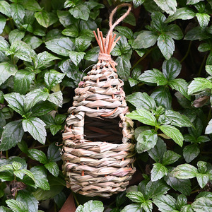 Nid d'oiseau tissé à la main en paille, forme irrégulière, ornement suspendu pour jardin, pour oiseaux, taille moyenne - Product Image 2