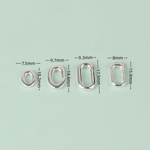 925 Sterling bạc hình bầu dục <span class=keywords><strong>Clasp</strong></span> Snap bails mùa xuân <span class=keywords><strong>Clasp</strong></span> Nhẫn kết nối Carabiner Khóa móc cài nhỏ Keychain tự làm - Product Image 2
