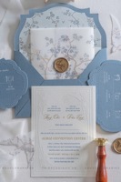 Enveloppe de mariage semi-personnalisée en relief, design romantique, blanc botanique, écologique, avec doublure de luxe, impression typographique, pour anniversaire