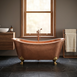 Bañera Ovalada de Lujo Plegable Independiente con Patas de Garra de Cobre, Bañera Metálica para el Hogar y Hoteles - Artesanía India - Product Image 1