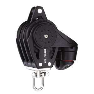 BB-0713F Sailboat Pulley with 75mm Wheel Diameter and 12mm Line Diameter Three-Wheel/Swivel/<b>Shackle</b>/Rope Clamp - Product Image 1