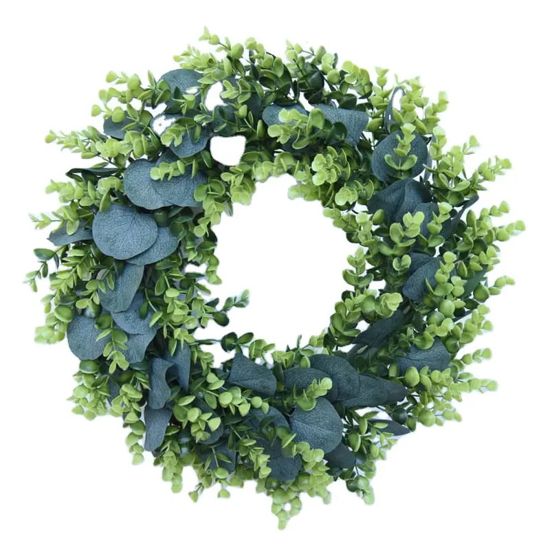 20 polegadas de Eucalipto Floresta grinaldas Decorativas de Natal Coroa de Flores com Folhas de Salgueiro Gypsophila decoração da sua casa