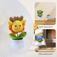 Ornement de pot de fleurs artificiel en crochet fait main, motif dragon végétal mignon et émotionnel, pour la décoration de la maison et du bureau
