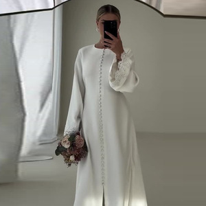 Abaya Y35 in Stile Turco in Poliestere Solido Traspirante per Donne Musulmane, Moda Islamica Elegante e Modesta - Product Image 2