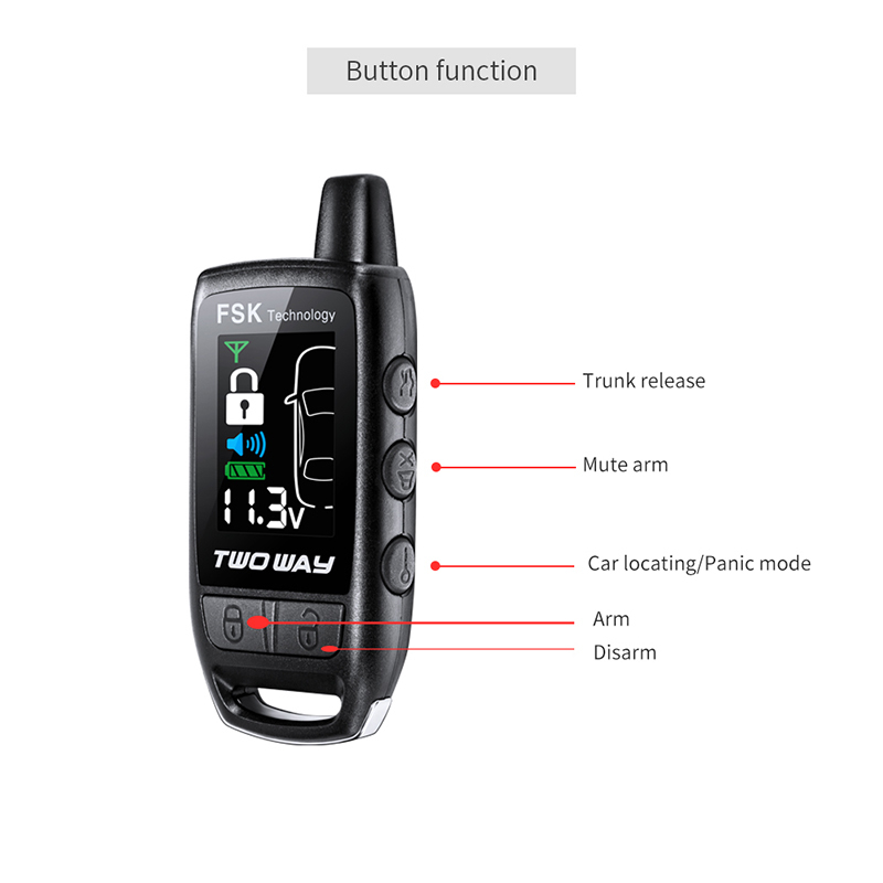 Alarme Voiture EasyGuard 2 Voies Avec Écran LCD - Capteur Ultrasons Et Choc - Universel 12V - 5
