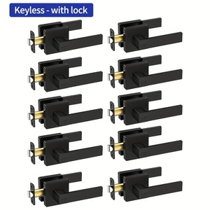 Poignées de porte robustes noires mates de conception française, ambidextres, pour intérieur (chambres, villas, hôtels) et extérieur - Product Image 1
