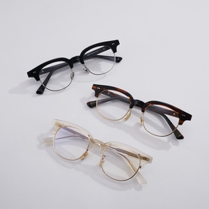 Gafas de Diseño de Lujo Hechas a Mano con Montura Óptica de Acetato Combinado, Estilo Vintage Redondo, Puente Metálico y Logotipo Personalizado - Product Image 1