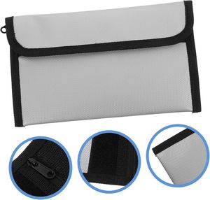 Sac de rangement ignifuge et étanche en silicone avec fermeture à scratch et fermeture éclair, 5*8 pouces, pour documents - Product Image 3
