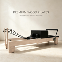 Maßgefertigter Pilates-Reformer aus Ahornholz mit Vollschienen, kleines weißes Bett, kommerzielles Fitnessgerät, halbhohes Gestell, Drei-in-Eins-Modell