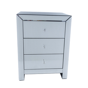 Bedroom Furniture 3 Drawer <strong>Bedside</strong> Table Silver <strong>Mirrors</strong> Europe Design Night Stand Accent Table - Product Image 3