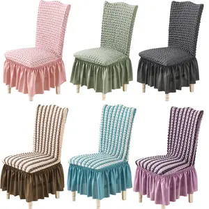 European High-end Chair Cover Full Seerage Lace Skirt Hotel Banquet Elastic Dining Chair Cover