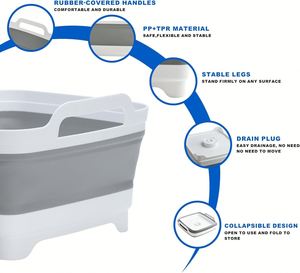 Dropshipping Shopify Cubo plegable, bañera de fregadero plegable multiusos para ahorrar espacio, fregadero de camping plegable de 9L, lavabo de cocina - Product Image 3