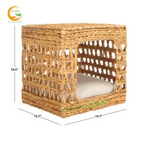 Cama para Gatos Rectangular de Jacinto de Agua Tejida a Mano, Impermeable, Ecológica, Desmontable, Lavable, Estilo Lujoso, Directo de Fábrica en Vietnam - Product Image 3