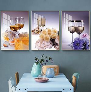 <span class=keywords><strong>Cucina</strong></span> decorazione di arte della parete 3 pezzi Set di fiori astratti di arti del vino pittura moderna di lusso pittura decorativa per soggiorno - Product Image 2