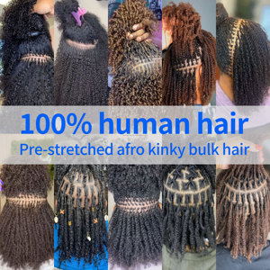 Pre-estiramiento 18 pulgadas 50g a granel Cheveux Naturel cabello trenzado <span class=keywords><strong>Afro</strong></span> <span class=keywords><strong>Kinky</strong></span> <span class=keywords><strong>Curl</strong></span> brasileño <span class=keywords><strong>Remy</strong></span> extensiones de cabello humano - Product Image 6