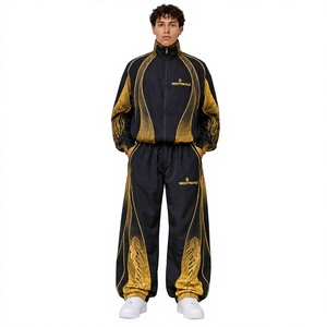 Conjunto Deportivo Informal Personalizado de Gran Tamaño, Chaqueta y Pantalones Deportivos para Hombre, Cortavientos Reflectante, Conjunto de Poliéster Impermeable - Product Image 1