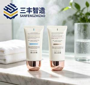 หลอดบีบเครื่องสำอางพลาสติก PE พิมพ์โลโก้ตามสั่ง หลอดเปล่าสำหรับบีบครีมบีบี ครีมกันแดด พร้อมฝาสีโรสโกลด์เคลือบด้วยไฟฟ้า - Product Image 2