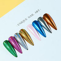 Poudre solide d'art d'ongle holographique avec des brosses d'éponge Pigment effet miroir flocons de paillettes d'ongle bricolage décor d'art d'ongle
