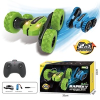 Coche de Control Remoto 1:28, 2.4ghz, Rápido, Acrobático, para Niños, Doble Cara, 2 en 1, con Ruedas y Pistas, Juguete Bailarín, Rotación de 360 Grados