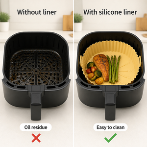 Revêtement en silicone de qualité alimentaire pour friteuse à air, réutilisable, imperméable, résistant à l'huile, avec rebord surélevé pour la cuisson en cuisine - Product Image 5
