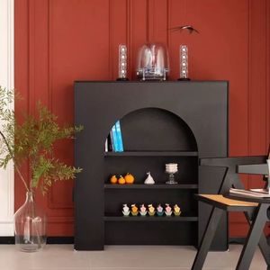 Nordic White Minimalist Modern Wood Fireplace Decoration <strong>French</strong> Background Wall Living Room Ins Homestay Display Cabinet <strong>Shelf</strong> - Product Image 3