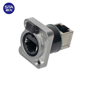 Self-locking RJ45 Metal Ethernet Connector Dual Port <strong>Socket</strong> Panel Mount Female Chassis Male Plug Waterproof IP65 RJ45 Connector