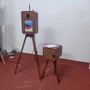 Cabina de <span class=keywords><strong>Fotos</strong></span> Portátil Retro de Madera para <span class=keywords><strong>iPad</strong></span> con Cámara e Impresora, Diseño de Doble Cara, Estilo DSLR Vintage - Product Image 5