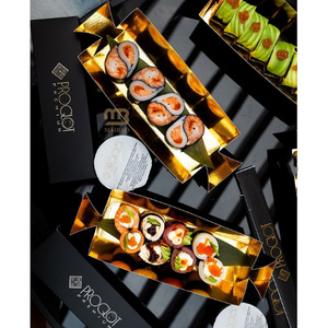 Boîte à sushi pliante noire <span class=keywords><strong>de</strong></span> qualité supérieure, contenant à sashimi omakase, jetable, à emporter, boîte en papier pour sushi, emballage pour sushi à emporter - Product Image 3