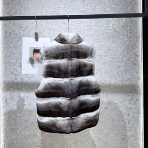 Gilet <span class=keywords><strong>in</strong></span> Pelliccia di Coniglio Rex Naturale Senza Maniche, Caldo e Confortevole, Vendita all'Ingrosso - Product Image 4