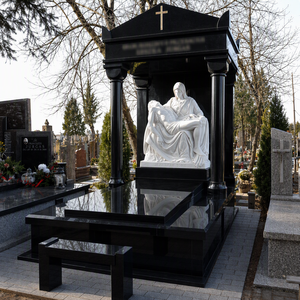 Monument funéraire <span class=keywords><strong>de</strong></span> luxe en granit noir avec auvent, style classique européen, pilier romain, pierre tombale, mausolée, plaque commémorative pour cimetière - Product Image 1