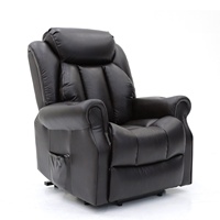 Geeksofa Chaise inclinable électrique en cuir avec cadre en bois Porte-gobelet Massage à chaleur pour personnes âgées handicapées