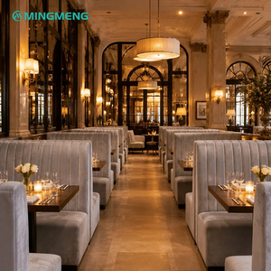 Conjunto de Sillas de Esquina en Forma de L para Restaurante, Tapizadas en Tela, Mesa de Madera, Muebles de Comedor Contemporáneos para Uso Comercial - Product Image 3