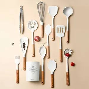 Customized Food Grade Wood And Silicone Kitchen Utensils