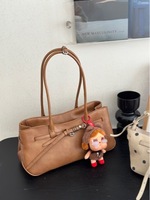 Sac fourre-tout coréen de niche en cuir de vachette véritable pour femme, grande capacité, à bandoulière unique, avec fermeture éclair et doublure en coton