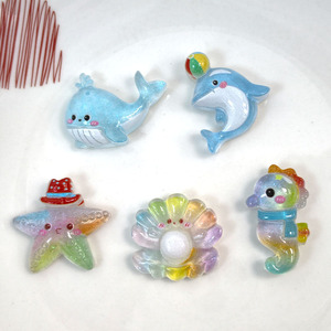 Translucent Glittery Marine Animal Resin Hair <b>Clips</b> Mixed Colors DIY Jewelry Accessories For Daily Use - Product Image 1