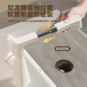 Grifo de lavabo monomando con válvula cerámica, rociador extraíble, montaje en cubierta, un solo orificio - Product Image 3