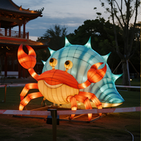 Lanterne de festival à LED, lanterne artisanale non toxique en forme de crabe ermite, lanternes durables en tissu de soie, fournitures pour fêtes et vacances